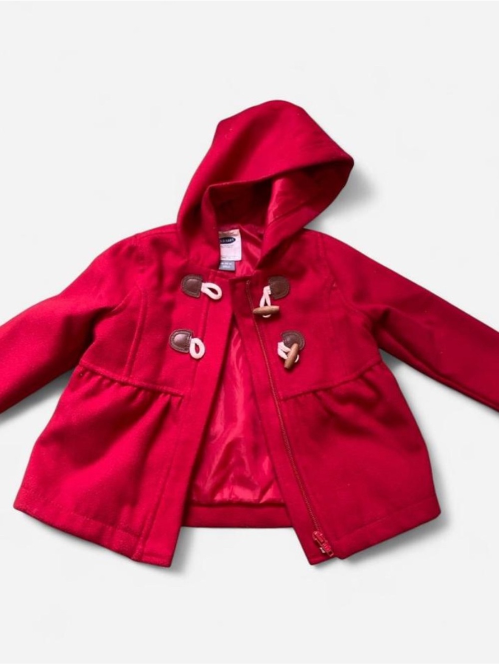 Old Navy Girls Red Hooded Toggle Coat